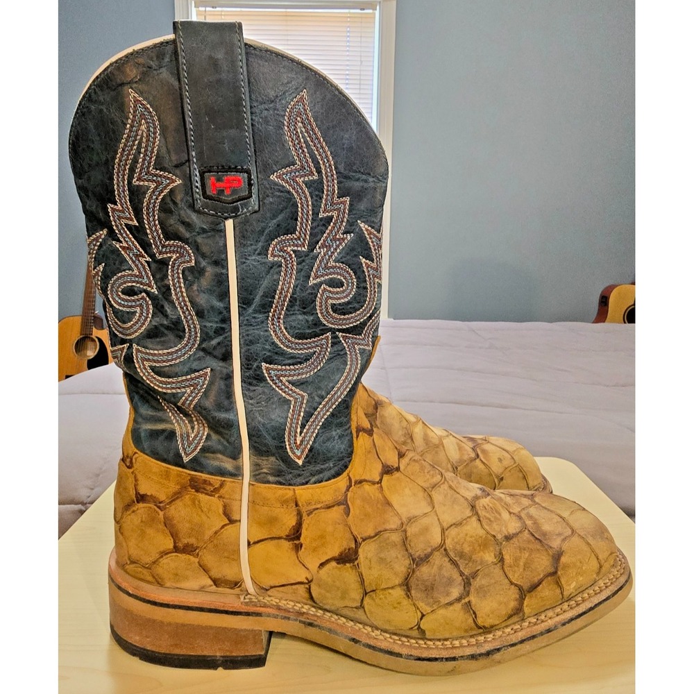 Horse Power® (Men's 10.5 D) Exotic Fish Print Steel-Toe Western Work Boot - $290